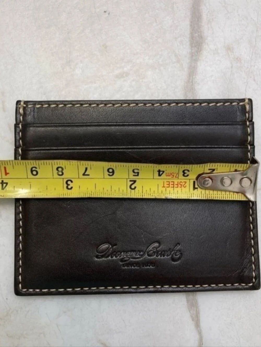 Dooney & Bourke T’Moro Brown Leather Card Holder Sample. Great stocking stuffer!